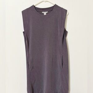 Athleta Size S Gray Sleeveless Seasoft Tank Dress Pockets Casual